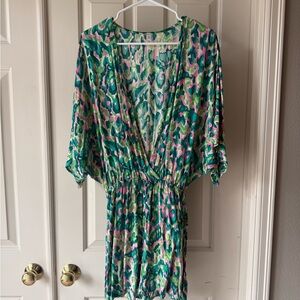 Cupshe Green Pink and Teal Floral Print Romper